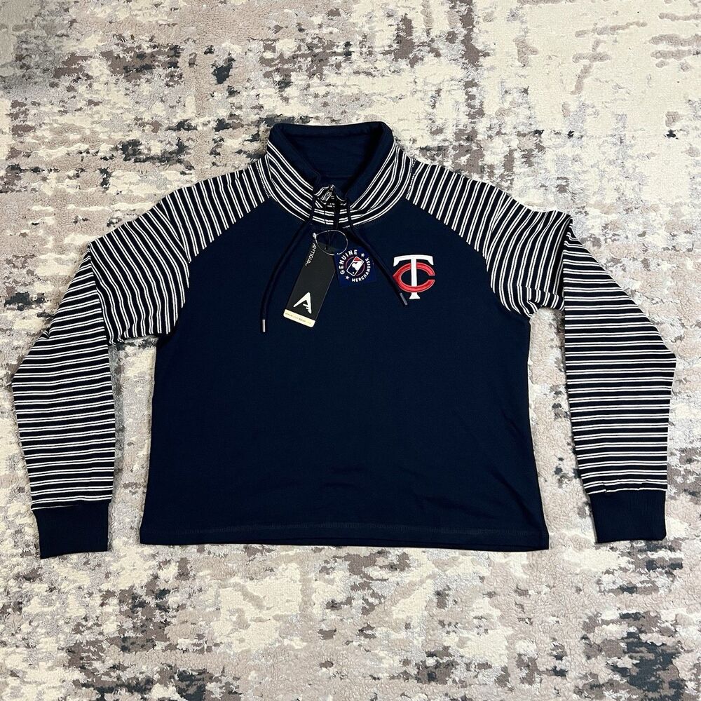 NWT Antigua MLB Minnesota Twins Women’s Size M Crop Top Mock Neck Pullover LS